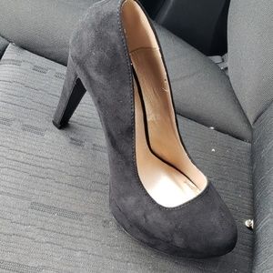 Black suede pumps, size 8